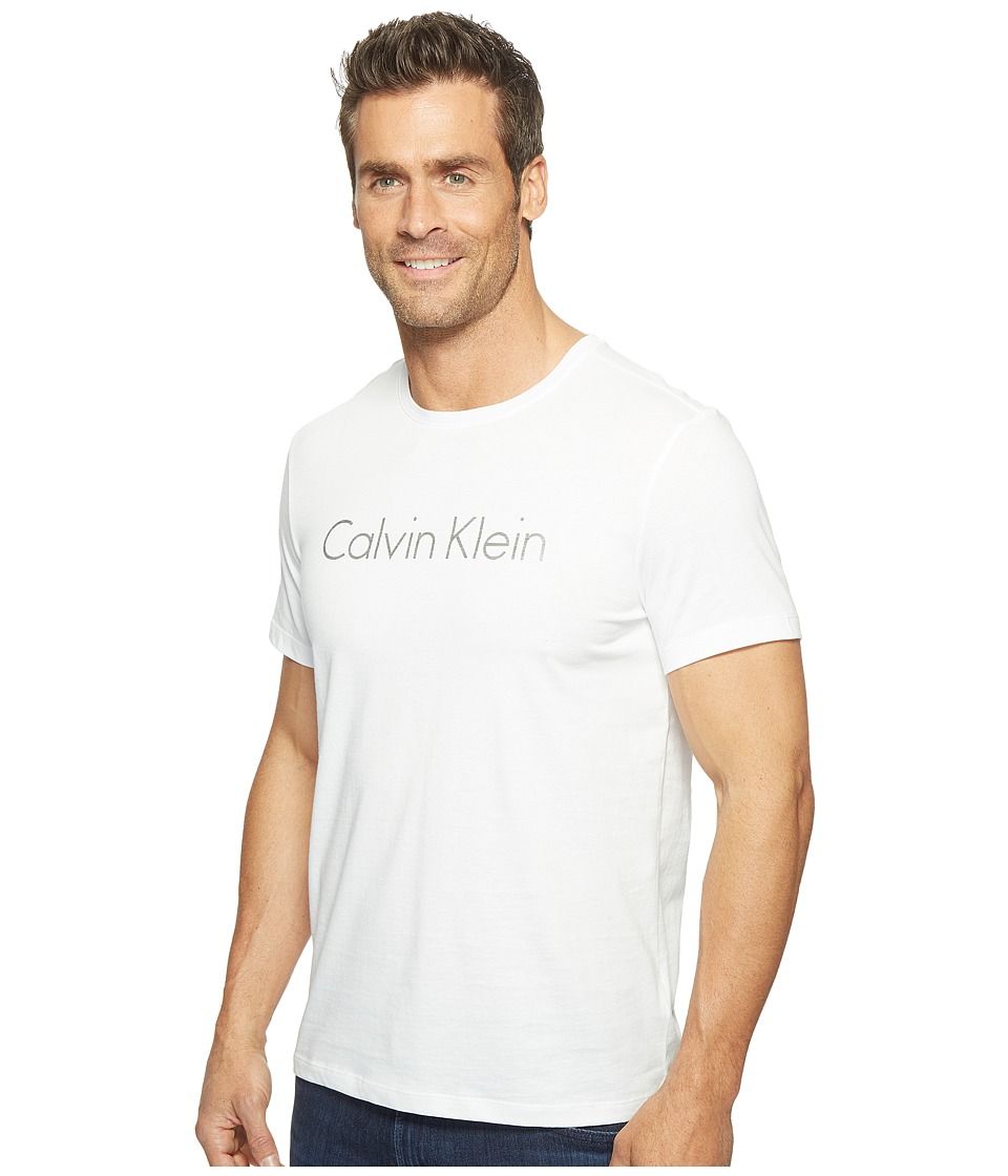 Calvin Klein - Space Dyed Calvin Klein Logo Jersey Tee (White) Men's T Shirt | Zappos