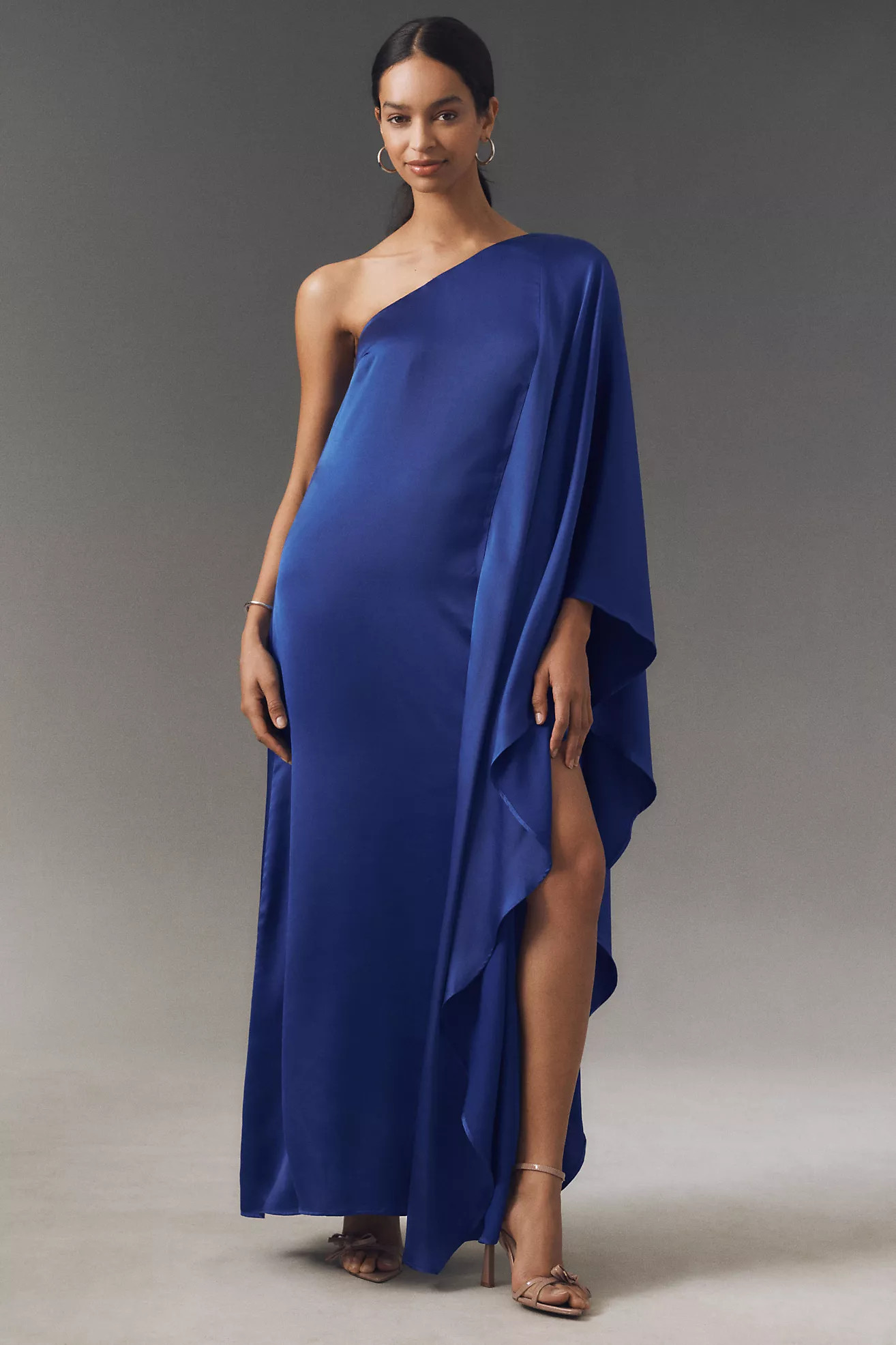 BHLDN Tiana One-Shoulder Satin Kaftan Maxi Dress | Anthropologie (US)