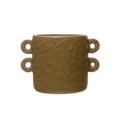 Stoneware Planter with Handles, Matte Sand Color | Ascot + Hart