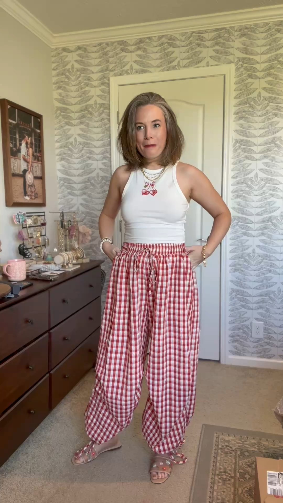 
Serving sweet summer vibes in gingham and cherries! This breezy outfit is perfect for sunny days and patio hangs. Linked my exact look and fave embroidered sandals – so comfy and cute!

#LTKFindsUnder50 #LTKSeasonal #LTKSaleAlert