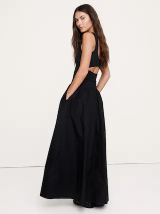 Sculpted-Stretch + Cotton Poplin Maxi Dress | Banana Republic (US)