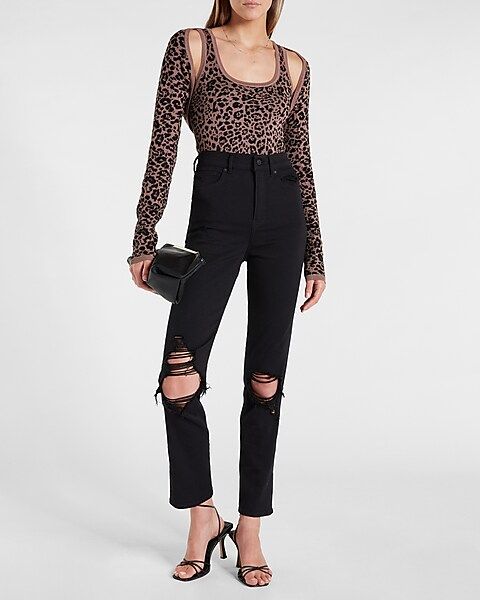 Leopard Print Scoop Neck Sweater Cami | Express