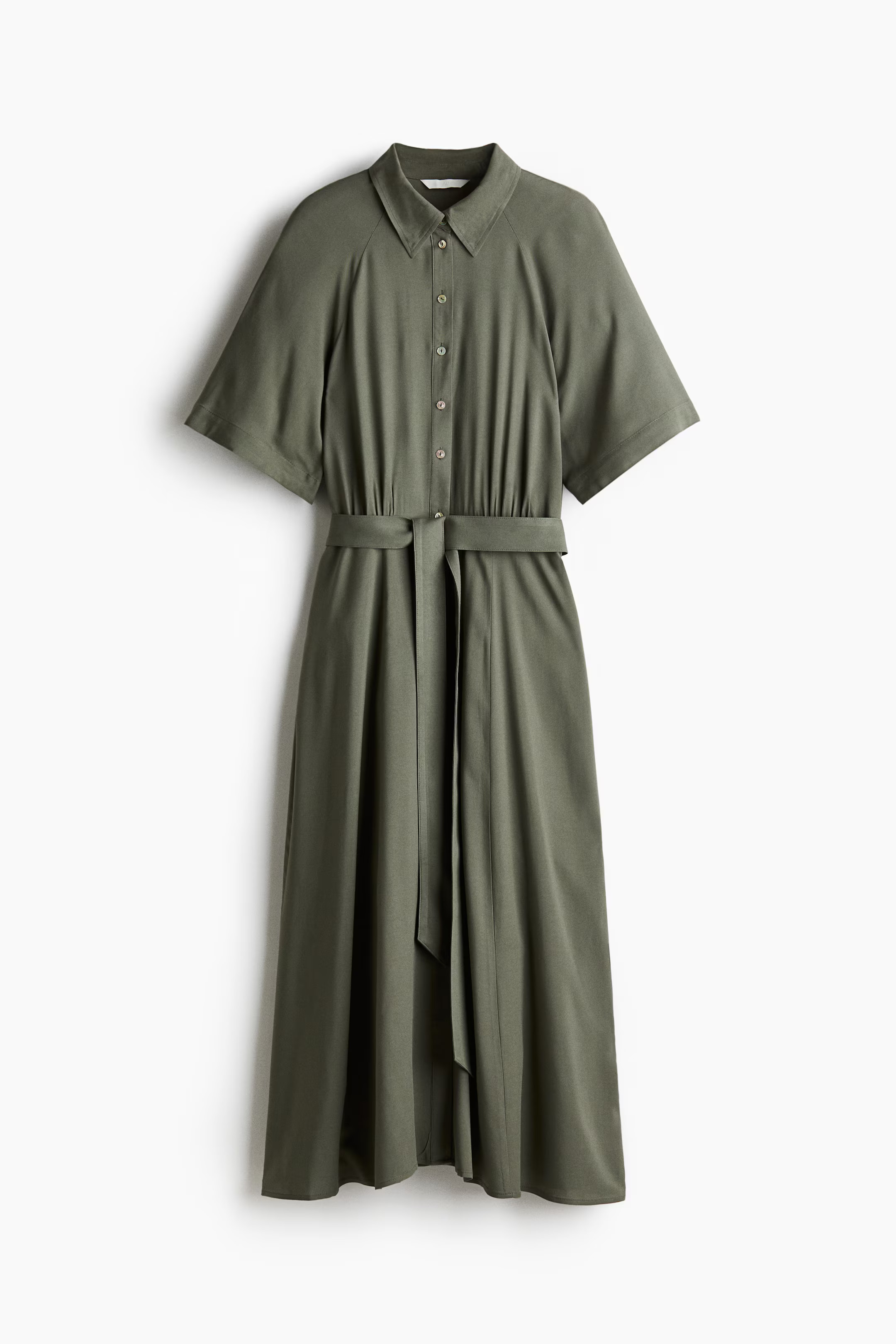 Women's Dark khaki green Tie-belt Shirt Dress | H&M US | H&M (US + CA)