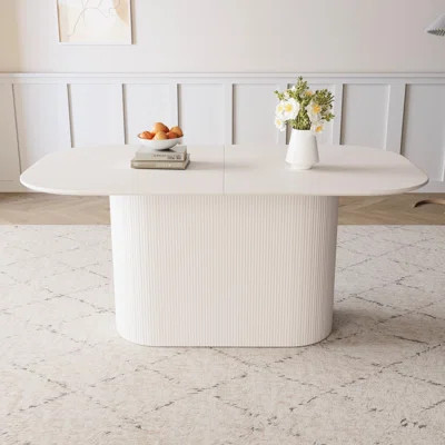63-inch Brown Dining Table, Ideal For Family Gatherings, 4 - 8 Person, Regular Edge, Easy To Maintain Suitable Home Decor, Install | Wayfair North America