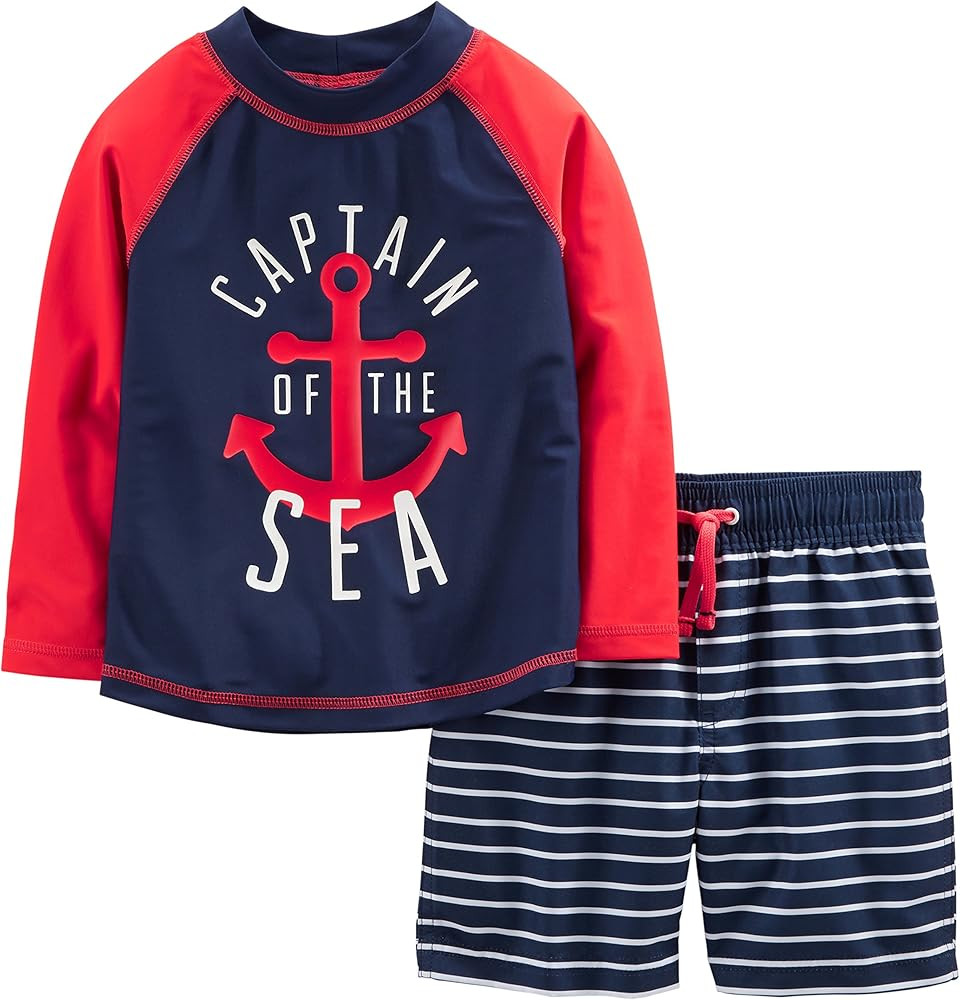 Simple Joys by Carter's Toddlers and Baby Boys' Swimsuit Trunk and Rashguard Set | Amazon (US)