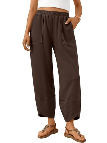 Trendy Queen Women's Wide Leg Pants, Soft Cotton Blend with Pockets for Casual Summer | Amazon (US)