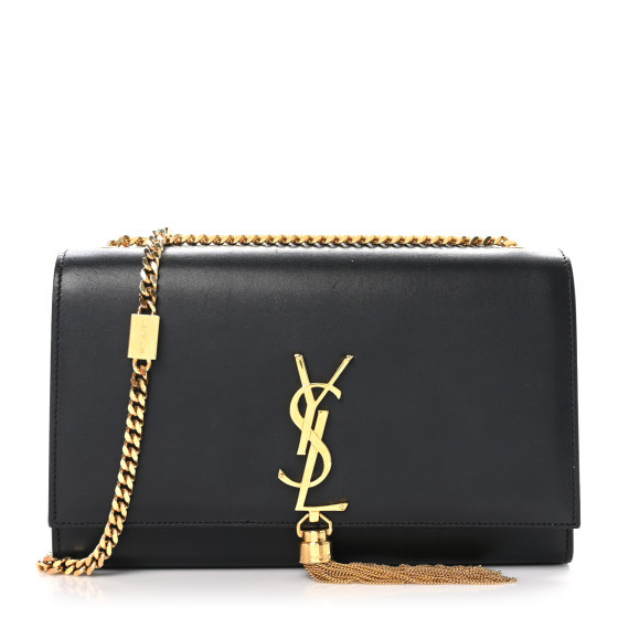 Smooth Calfskin Medium Classic Monogram Kate Tassel Satchel  Black | FASHIONPHILE (US)