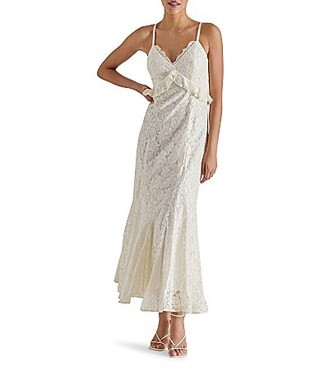 Steve Madden Gracie Lace V-Neckline Sleeveless Slip Maxi Dress - 4 | Dillard's