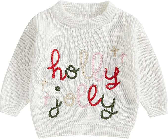 Baby Girl Boy Cute Gingerbread Man Embroidery Long Sleeve Oversized Sweater Newborn Infant Christ... | Amazon (US)