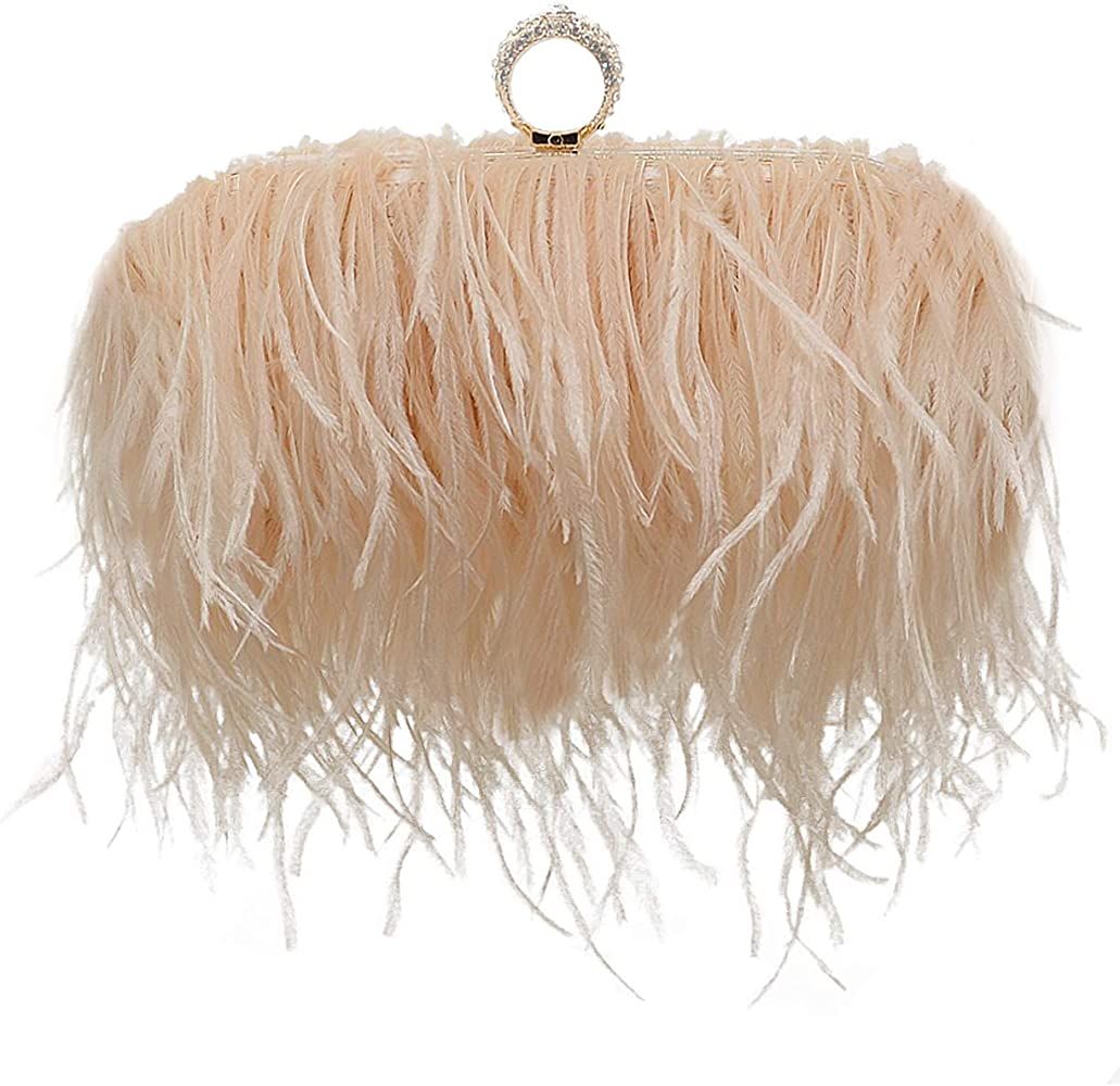 Women Feather Clutch Purse Shoulder Crossbody Bag Evening Handbags | Amazon (US)