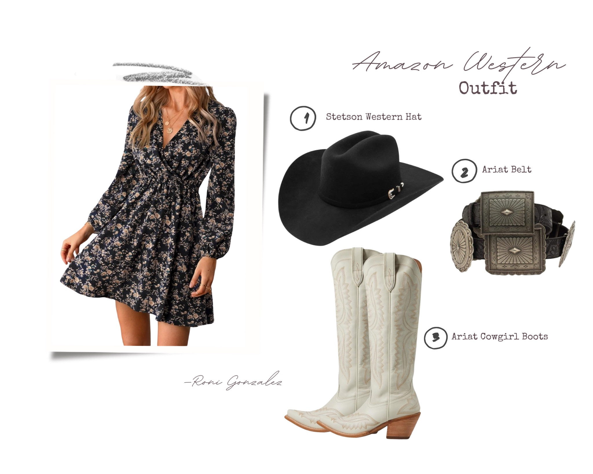 Amazon Western Look | Western Wedding Guest Look | Floral Mini Dress | Ariat Cowgirl Boots | Ariat Belt | Stetson Western Hat 

#LTKshoecrush #LTKstyletip #LTKwedding