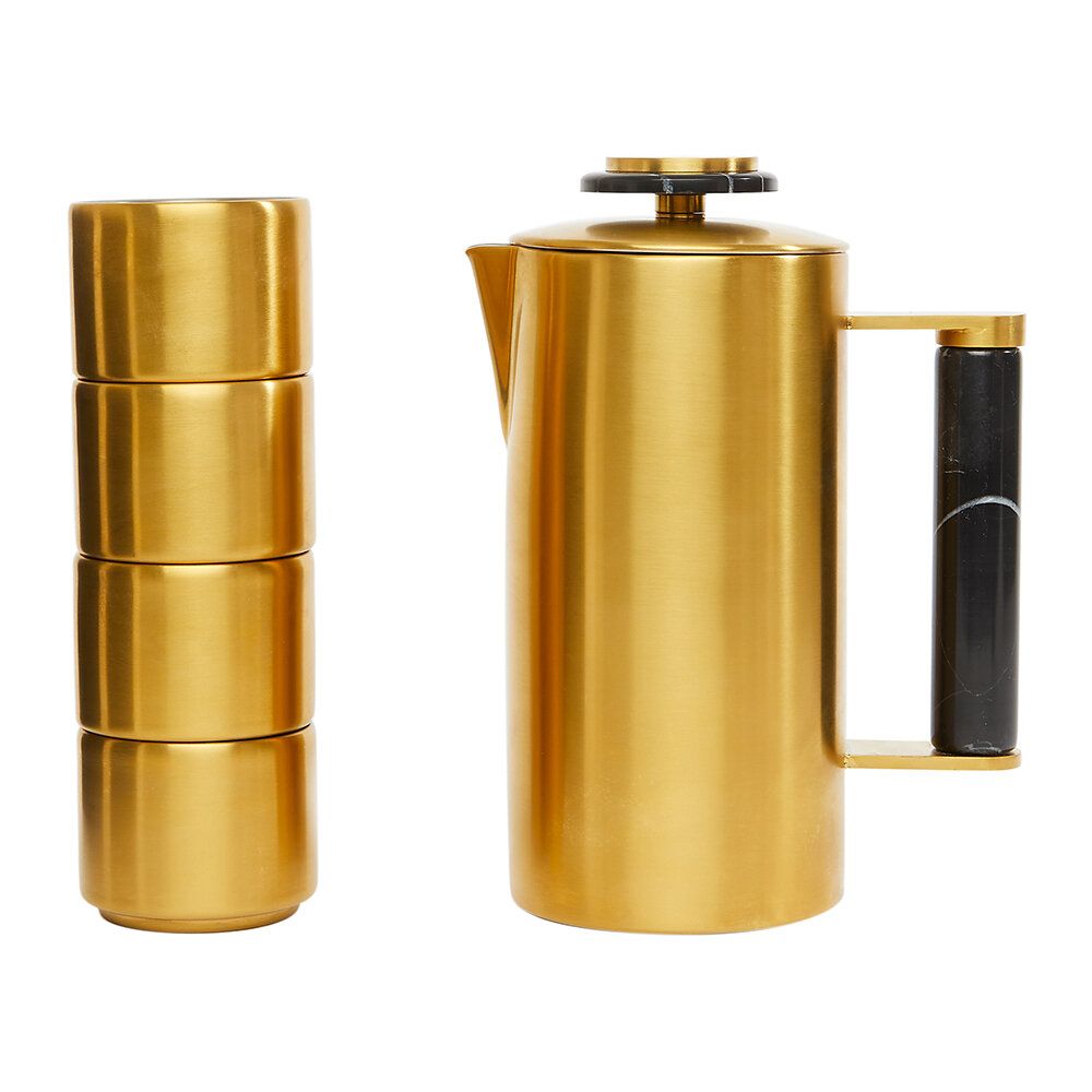 Henlow Cafetiere & Cup - Set of 4 - Gold | Amara (UK)