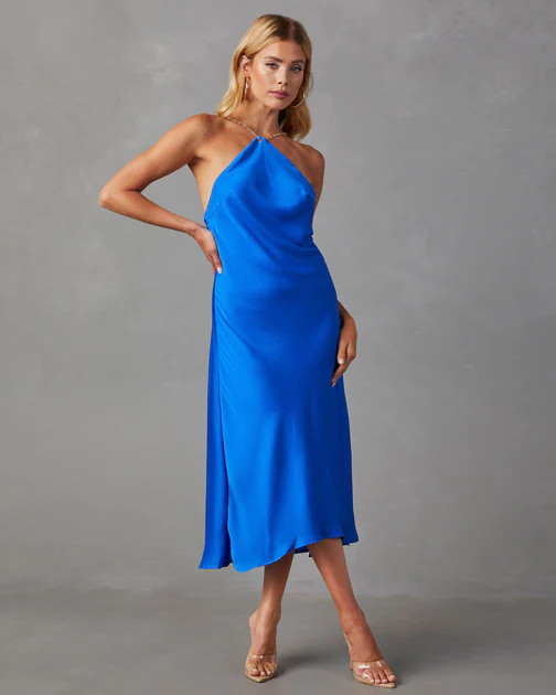Fiorella Halter Midi Dress - Royal Blue - SALE | VICI