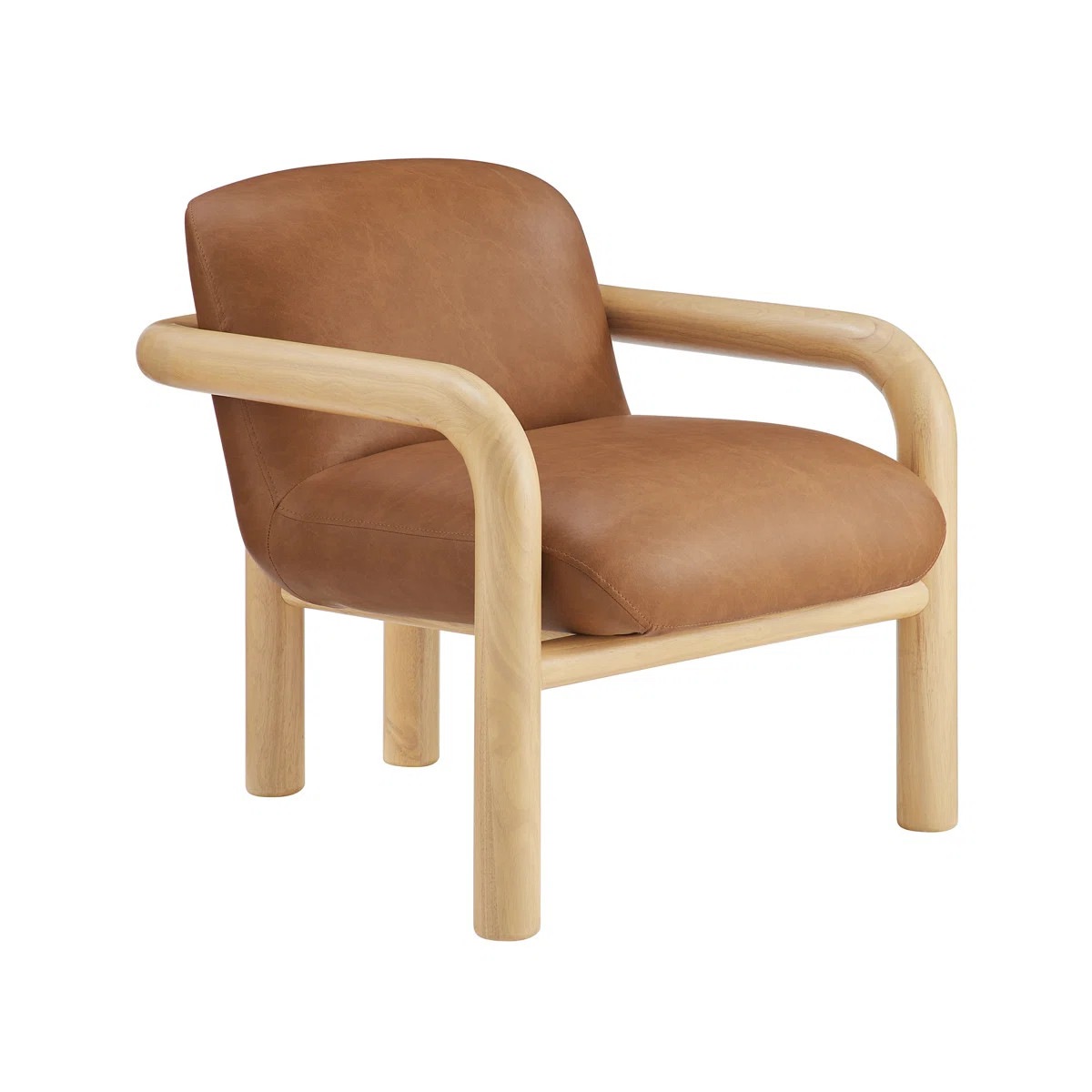 Olympia 30" Upholstered Wooden Leather Accent Arm Chair | Wayfair North America