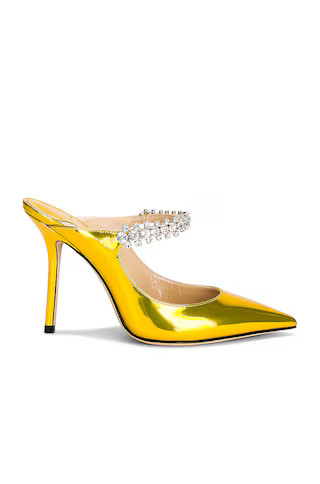 Jimmy Choo Bing 100 Liquid Leather Mule in Acid Yellow | FWRD | FWRD 