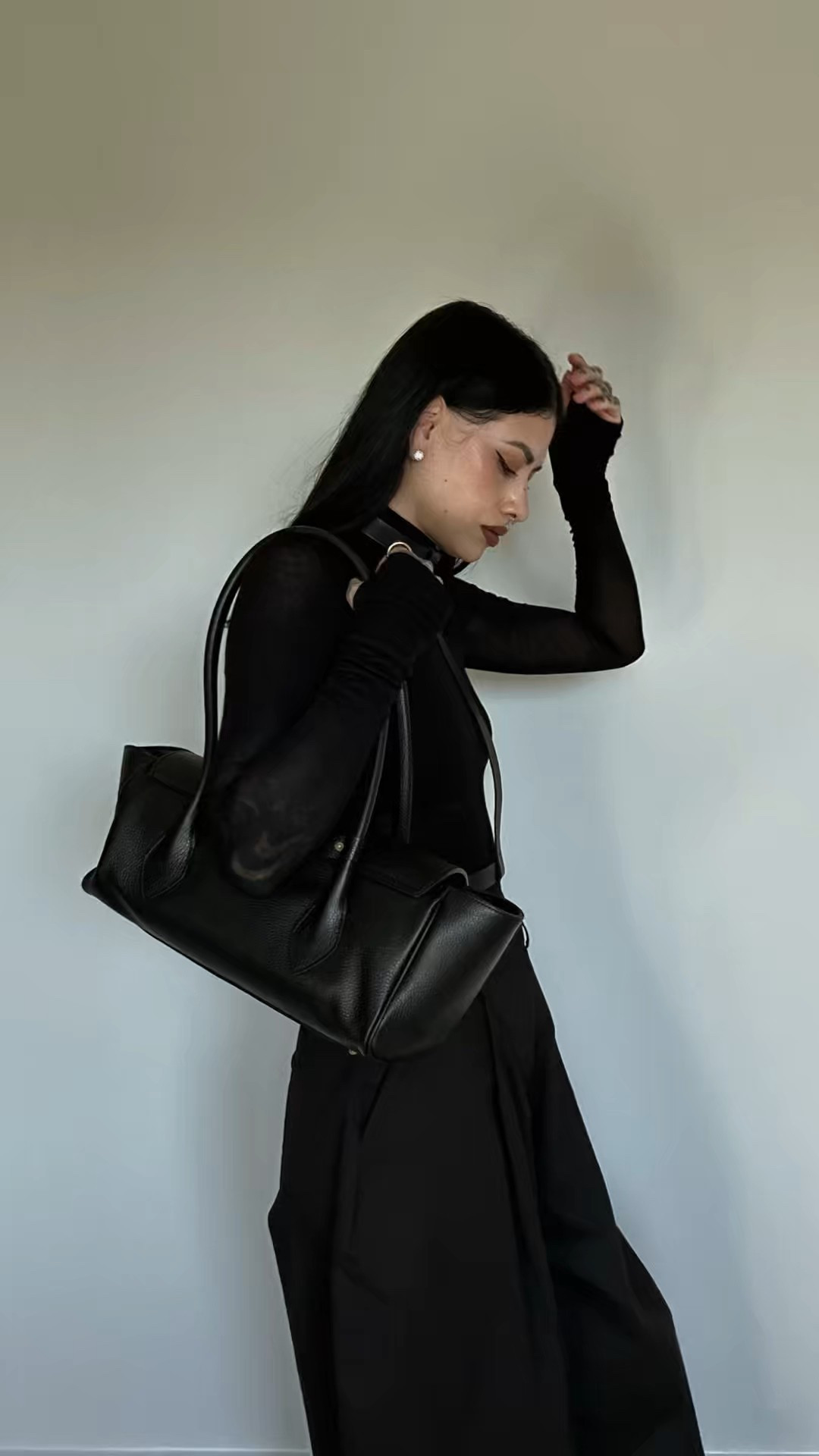 Barrel leg pants outfit, black turtleneck outfit, work outfit, all black outfit, minimalist goth, modern goth, dolce vita finds, harness outfit, leather accessories, dark minimalist outfit, Marcella nyc, 

#LTKStyleTip #LTKFindsUnder100 #LTKWorkwear
