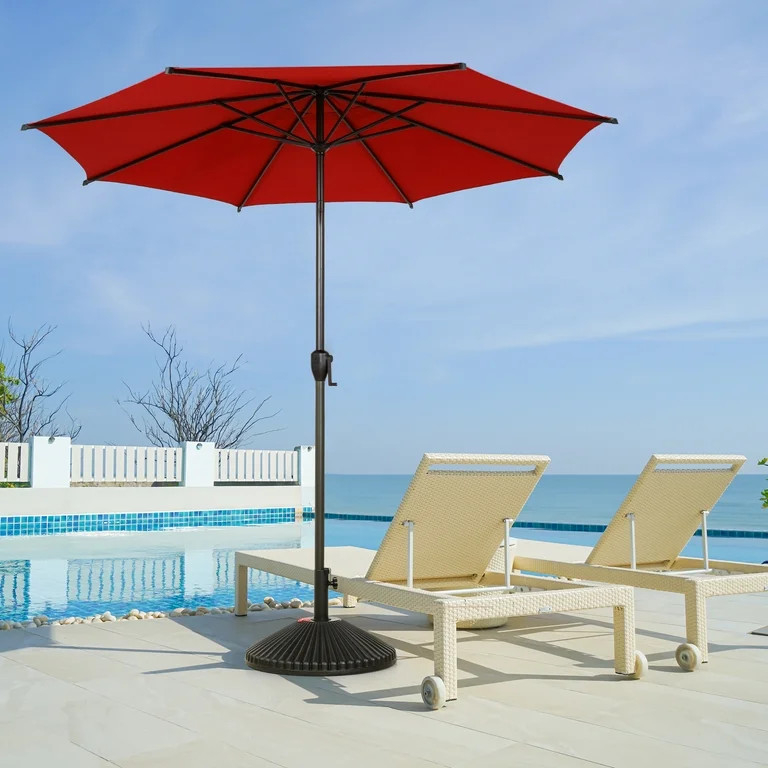 Abba Patio 7.5ft Round Oslo Outdoor Market Umbrella w/ Push Button Tilt, Crank, 6 Ribs-Dark Red | Walmart (US)