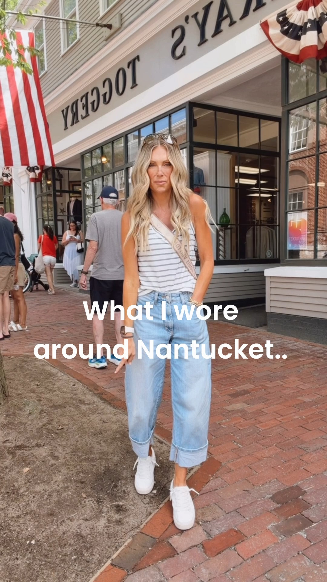 Most worn jeans of 2026 got me... and you can use code JENNYR20 for 20% off.  (I'm normally a 24/25 and got a 24P in these. They are generous.) 

Tank is Madewell and I got a small. 

Reefs are from my collection... best travel shoe ever!