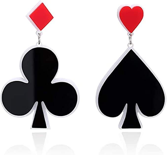 CutieJewelry Dangle Poker Party Unique Players Big Card Earrings | Amazon (US)