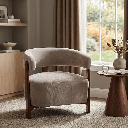 Merax Accent Arm Chair, Modern Upholstered Single Sofa Chair with Solid Wood Legs, Minimalist Des... | Amazon (US)