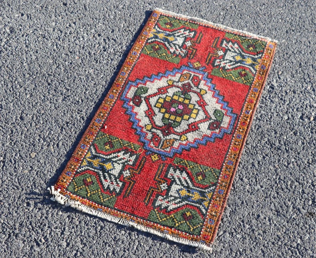 Bathroom rug, Small size rug, Doormat, Handmade red rug, Turkish bathmat rug, Anatolian rug, Oush... | Etsy (US)