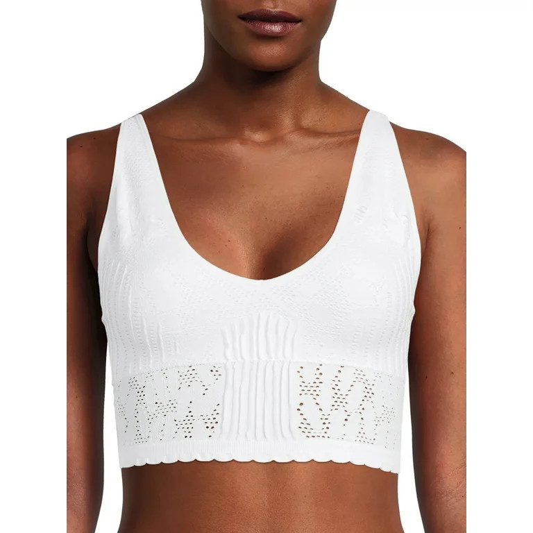 No Boundaries Women's Textured V-Neck Longline Brami | Walmart (US)