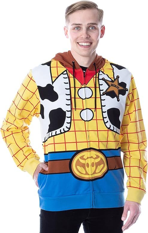 Disney Pixar Toy Story Men's I Am Woody The Cowboy Sheriff Costume Adult Sweatshirt Zip Hoodie | Amazon (US)