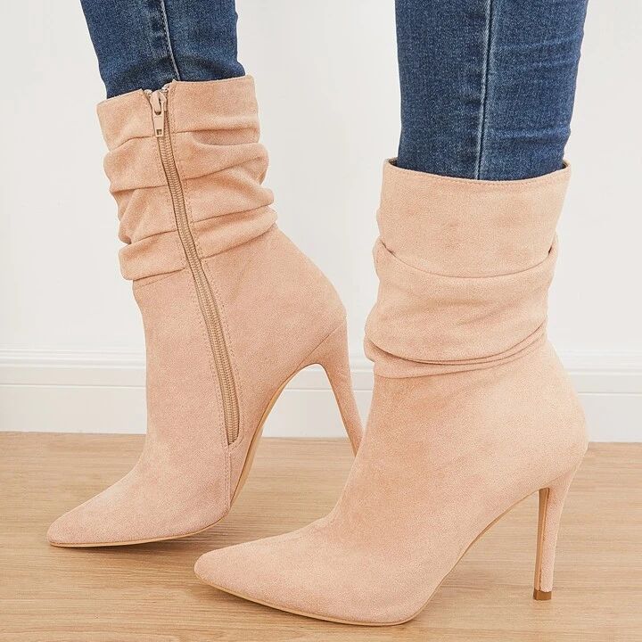 Women Pointed Toe Stiletto Short Boots High Heel Ankle Sock Booties | SHEIN