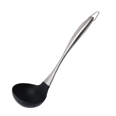 Unique Bargains Home Kitchen Stainless Steel Silicone Soup Ladle Black 1 Pc | Target