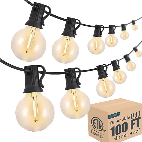 Outdoor String Lights 25 Feet G40 Globe Patio Lights with 27 Edison Glass Bulbs(2 Spare), Waterproof | Amazon (US)