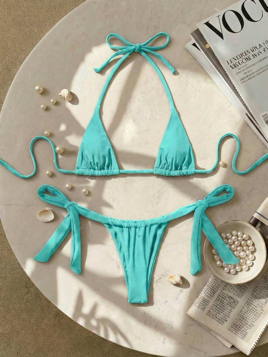Swim SXY Sexy Mini Cup Bowknot Strap Women Swimwear Set | SHEIN