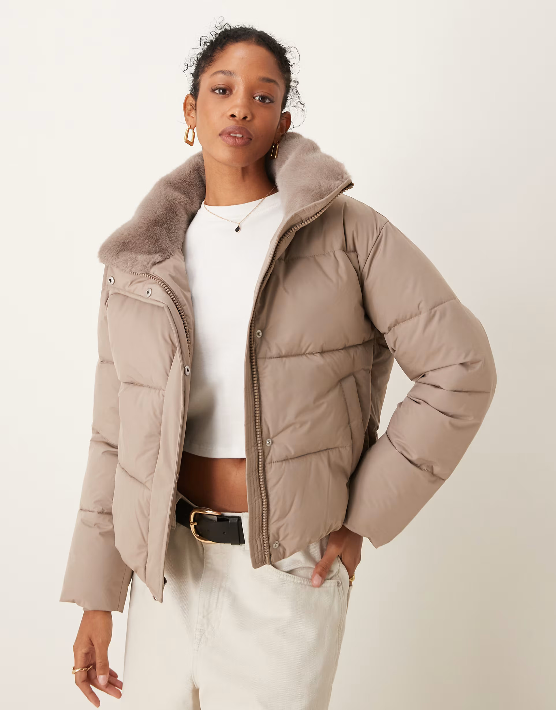Abercrombie & Fitch ultra classic puffer jacket in beige | ASOS | ASOS (Global)