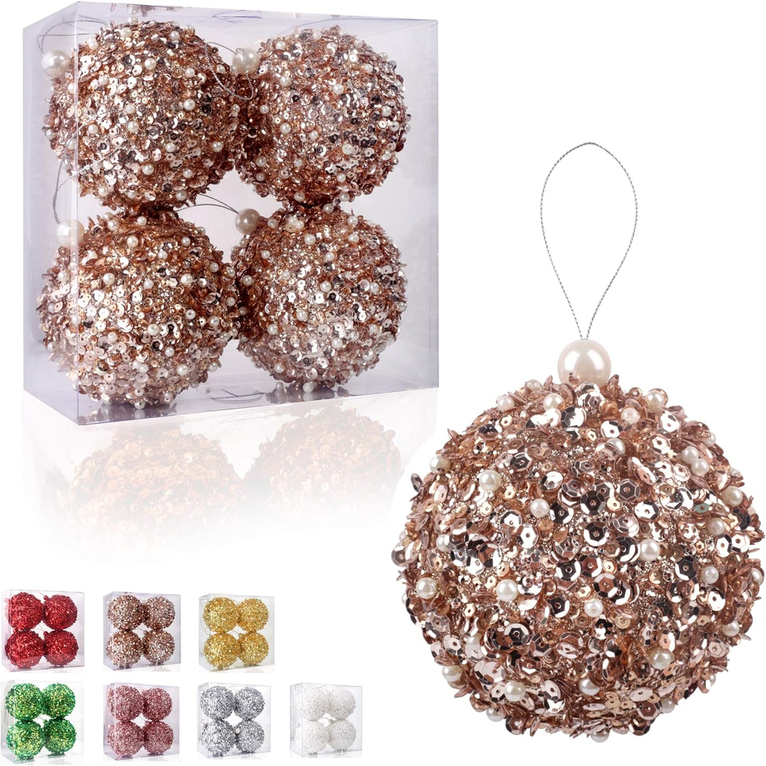 4.25" Christmas Ball Ornaments 4pc Set Shatterproof Christmas Decorations Tree Balls for Xmas Tr... | Amazon (US)