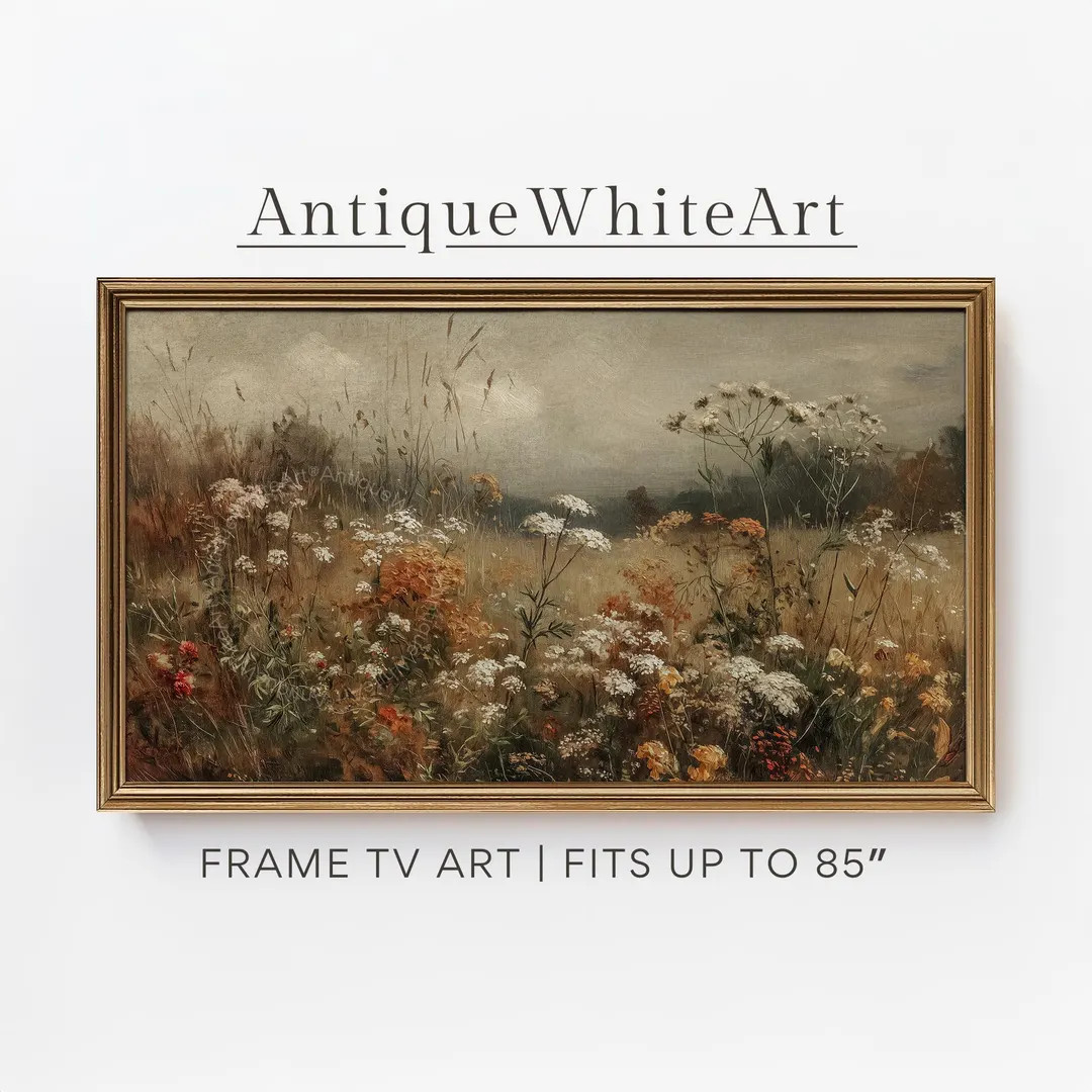 Autumn Wildflower Meadow Samsung Frame TV Art, Vintage Fall Landscape, Digital Download, Muted Ea... | Etsy (US)