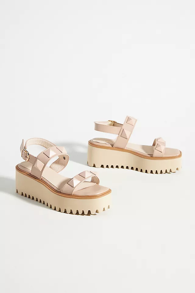 ALL BLACK Pyramid Flatform Sandals | Anthropologie (US)