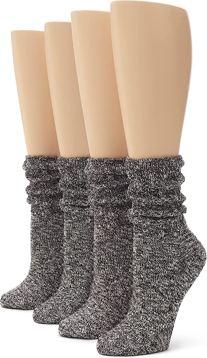 No Nonsense womens Marl Slub Slouch Boot Sock, 4 Pair Pack | Amazon (US)
