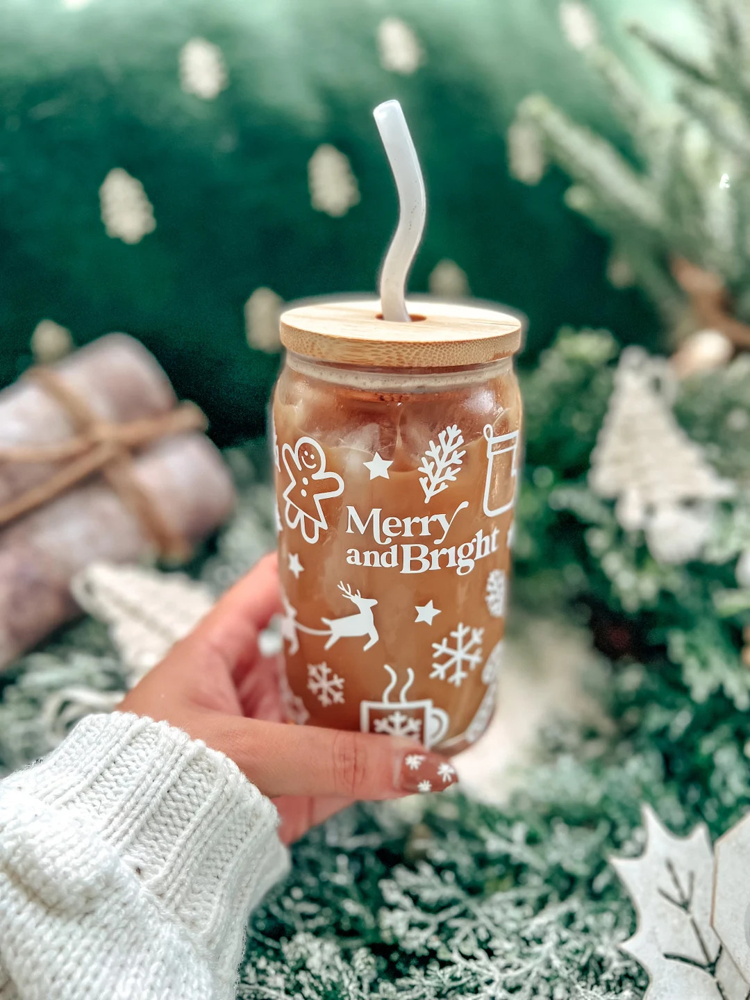 Christmas Beer Can Glass | Christmas Coffee Glass | Christmas Coffee Mug | Holiday Beer Can Glass |  | Etsy (US)