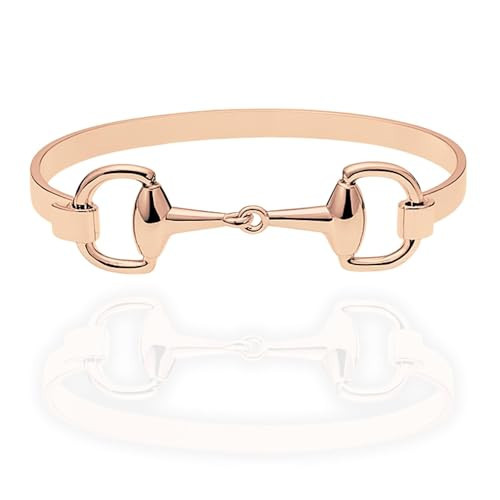 Minimalist 18K Rose Gold Plated Stainless Steel Horsebit Bangle – Snaffle Horse Bit Cuff Bracelet, Tarnish-Resistant, Elegant Horse Jewelry for Women. Classic Horse Lover Gift. Timeless Style | Amazon (US)