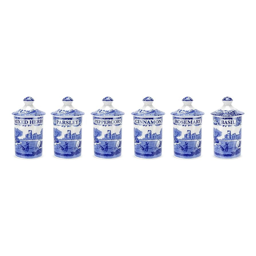 Spode Blue Italian Spice Jars | Set of 6 | Beautiful and Functional Kitchen Décor | Made of Fine... | Amazon (US)