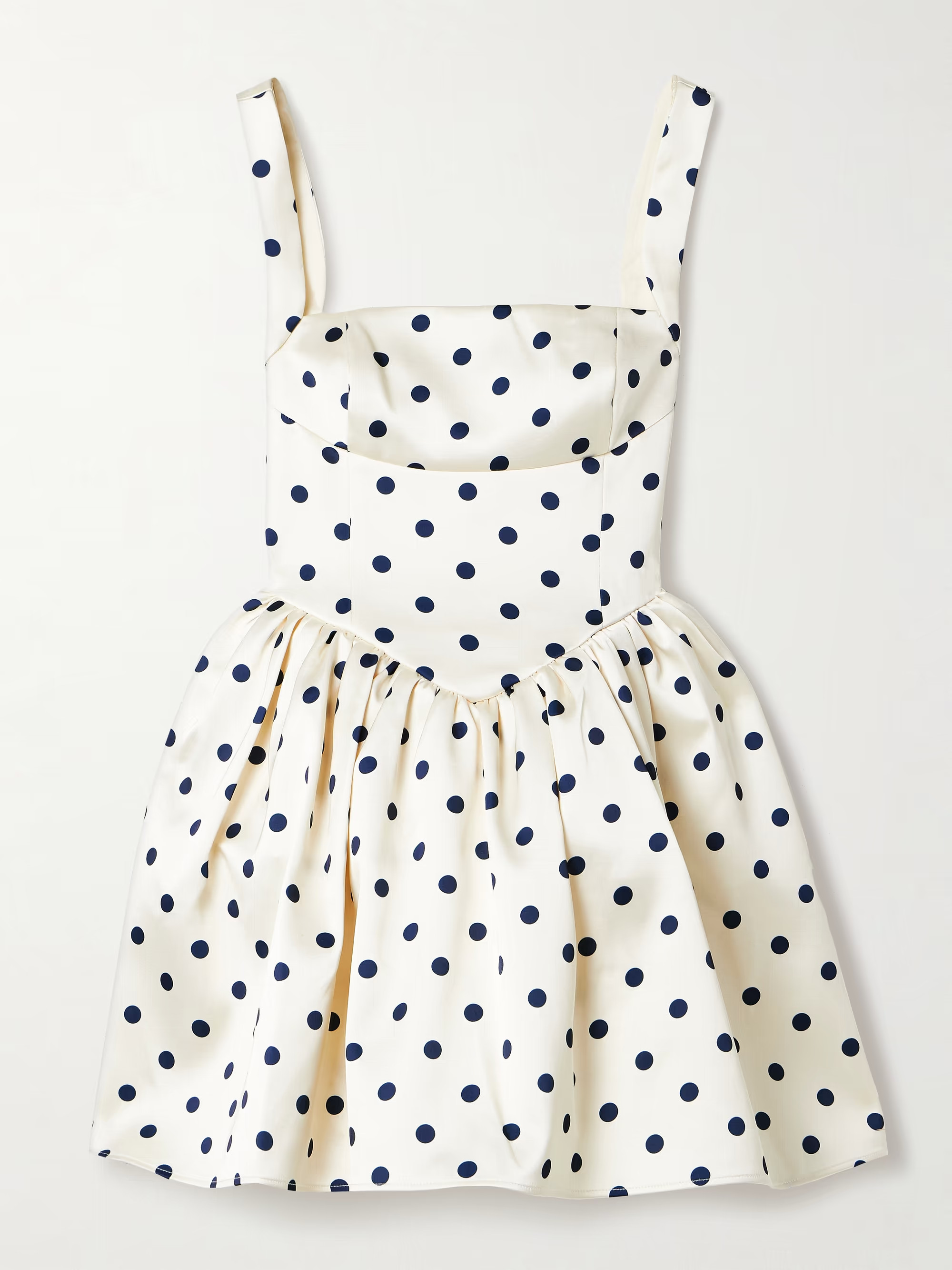 Pleated polka-dot duchesse-satin mini dress | NET-A-PORTER (UK & EU)