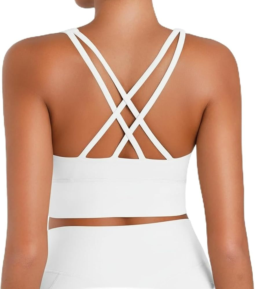 Sunzel Sunzfly Sports Bra for Women, Scoop Neck Crisscross Back Padded Low Impact Bras Tops for W... | Amazon (US)