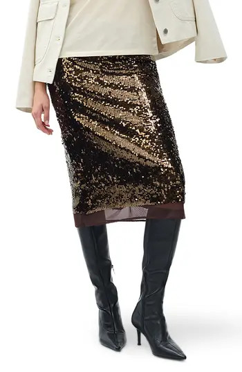 rag & bone Lucy Sequin Pencil Skirt in Coffee at Nordstrom Rack, Size X-Small | Nordstrom Rack