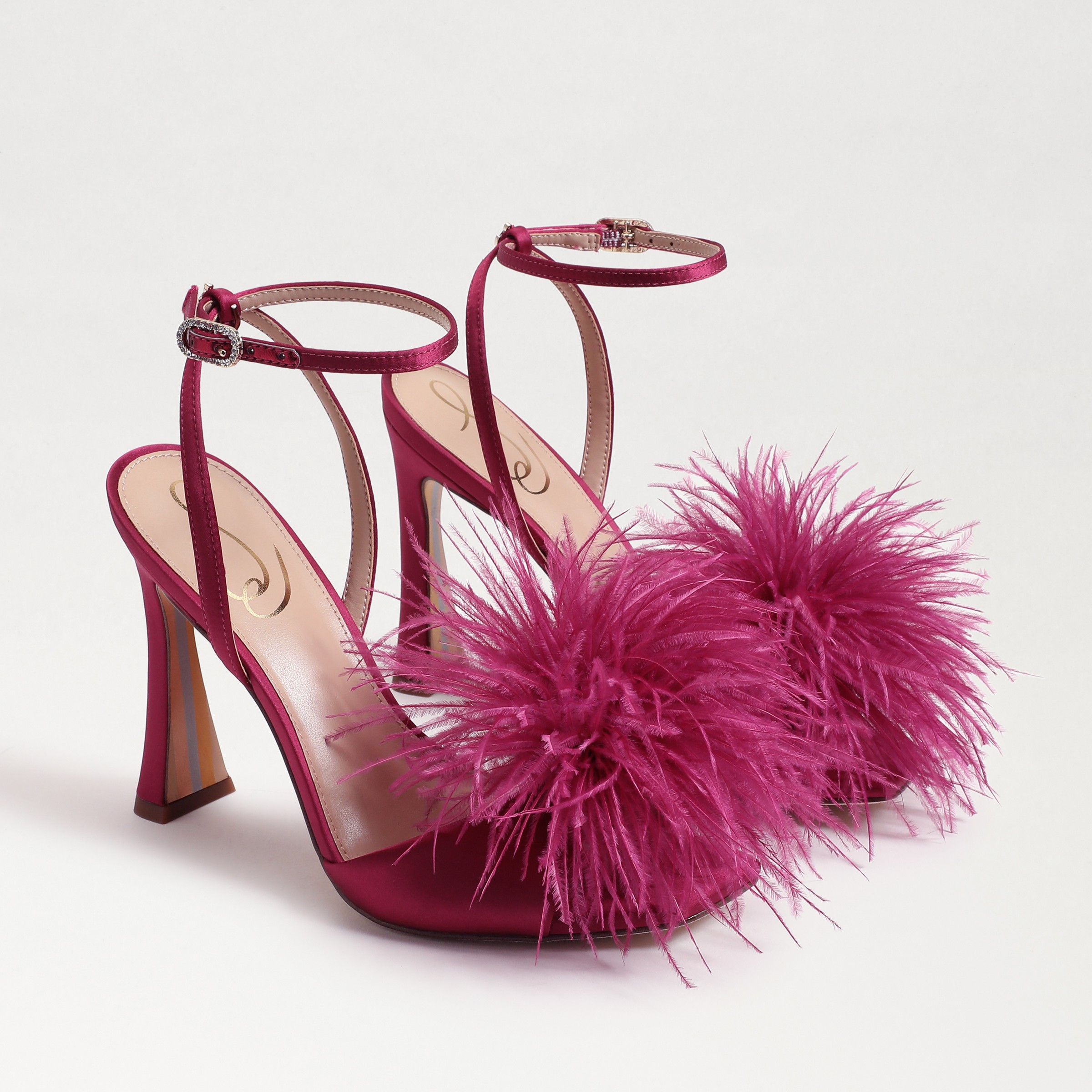 Sam Edelman Leon Feather Heel Raspberry Satin 6.5 | Sam Edelman