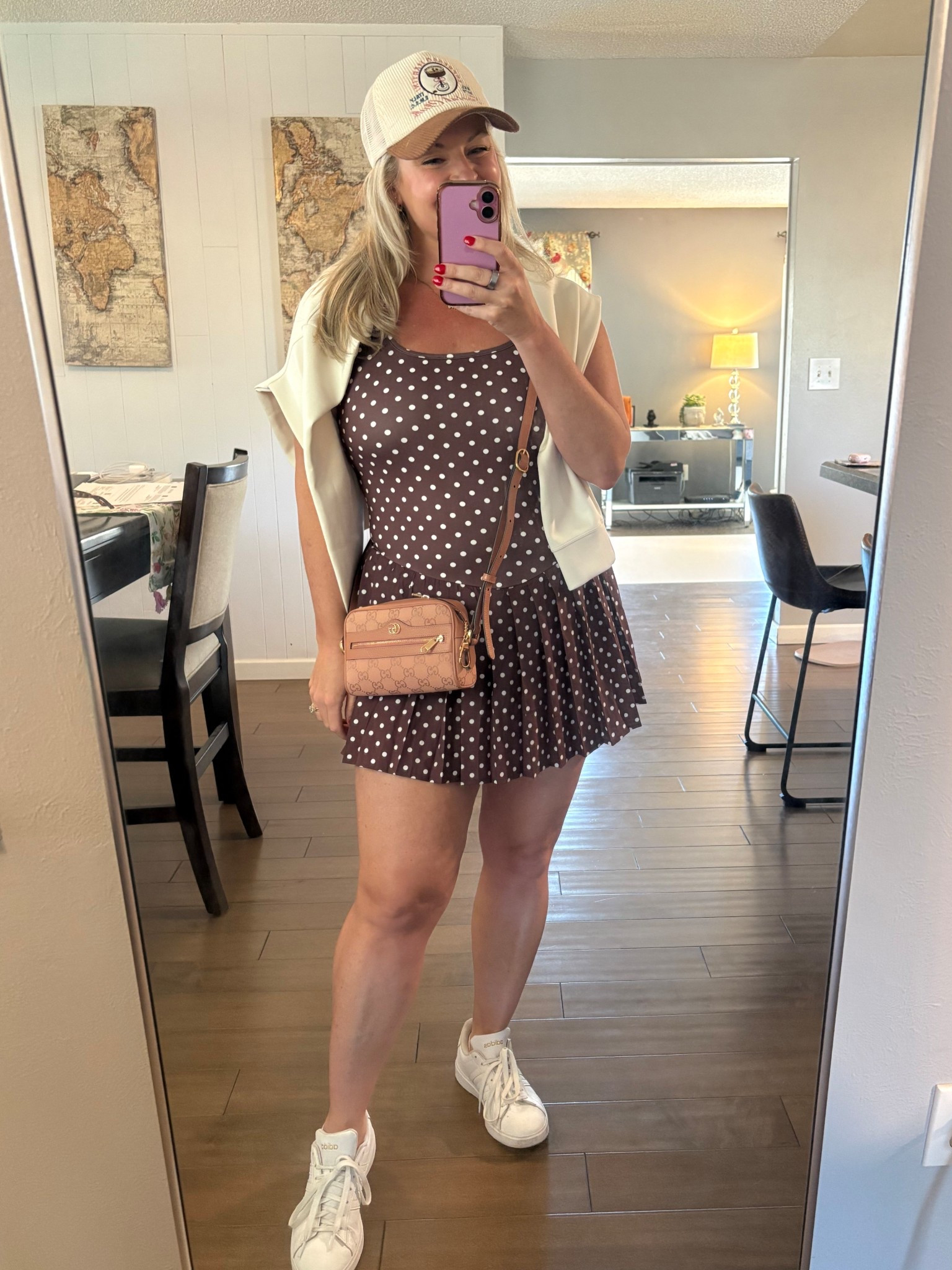 Kentucky Derby Athleisure style! This polka dot dress is so fun! Comes with built in shorts. I'm wearing a M.

Kentucky Derby style. Polka dot dress. Polka dot athletic dress. Adidas. Gucci. Pink Gucci. Elevated Weekend

#LTKgrwm #LTKdayinmylife #LTKootd