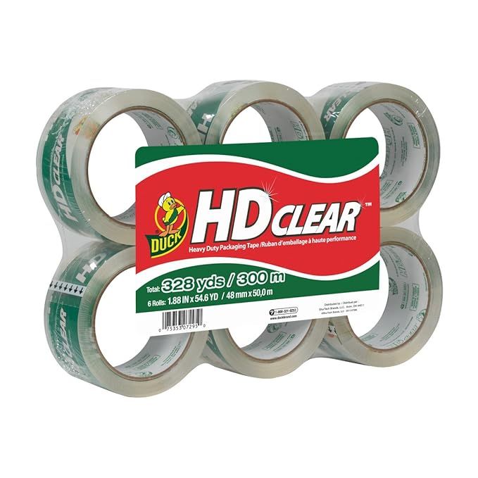 Duck HD Clear Heavy Duty Packing Tape Refill, 6 Rolls, 1.88 Inch x 54.6 Yard, (441962) | Amazon (US)
