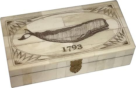 Schooner Bay Co. 6-1/4" Engraved Whale 1793" Vintage Scrimshaw Bone Box Antique Reproduction | Amazon (US)