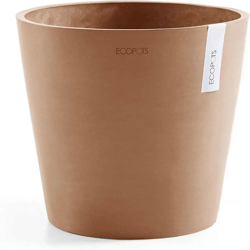 Ecopots Amsterdam Modern Round Recycled Plastic Planter Flower Pot w/Water Reservoir, Terracotta,... | Amazon (US)