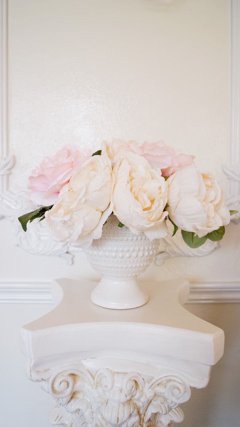 Pink & Cream Floral Arrangement/ Spring Florals / Wedding Floral Arrangement/ Rose Florals / Gran... | Etsy (US)