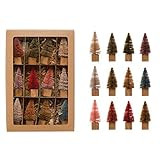 Creative Co-Op 1-1/4" Round x 3" H Sisal Bottle Brush Trees w/Wood Base, Multi Color, Boxed Set of 1 | Amazon (US)