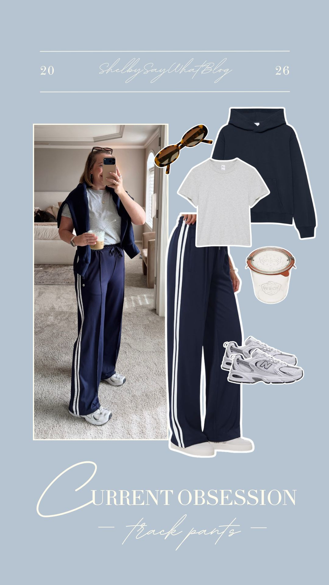 How to style Track Pants | Midsize Spring Outfit 💙👟 Size 10 | M/L | 5'4" 

 #LTKootd #LTKActive #LTKMidsize